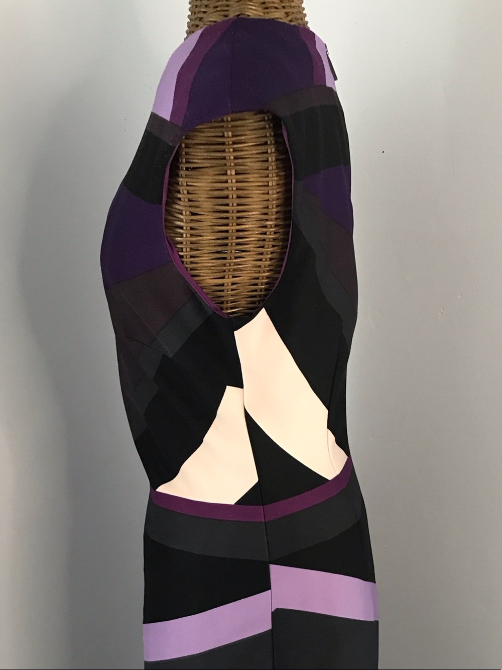 Vince Camuto Purple & Black Geometric Midi Dress - Picture 3 of 9